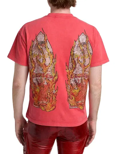 Who Decides War Men's Rhinestone Flame Glass Jersey T-Shirt - Ruby - Size XXXL | Thumbnail 5