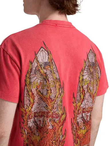 Who Decides War Men's Rhinestone Flame Glass Jersey T-Shirt - Ruby - Size XXXL | Thumbnail 6