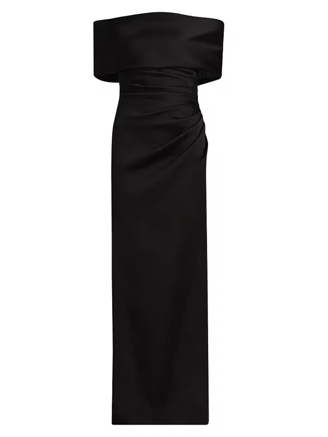 Women's Valencia Off-the-Shoulder Column Gown - Black