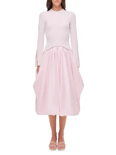 Simkhai Women's Kenlie Mixed-Media Midi-Dress - Blush - Size Medium | Thumbnail 1 Simkhai Women's Kenlie Mixed-Media Midi-Dress - Blush - Size Medium | Thumbnail 1