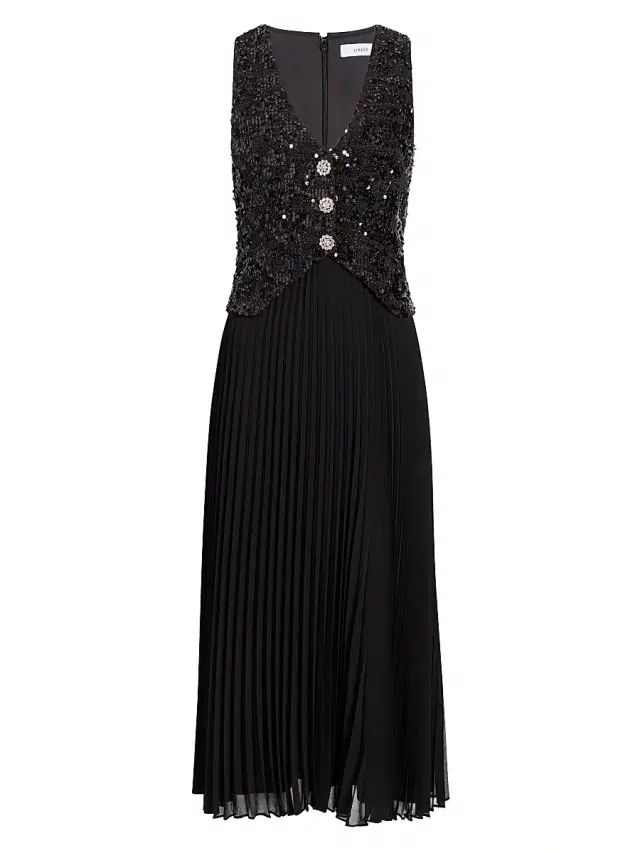 Likely Women's Dorothea Sequin Pleated Midi-Dress - Black
