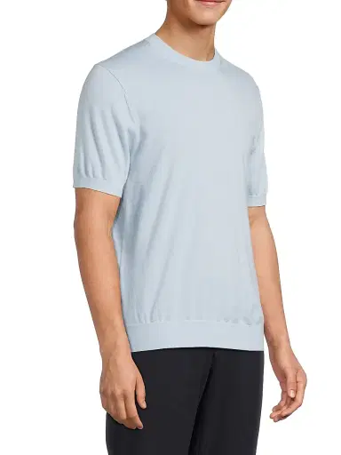Vince Men's Featherweight Wool-Cashmere Short-Sleeve Crewneck Sweater - Playa Blue - Size Small | Thumbnail 4