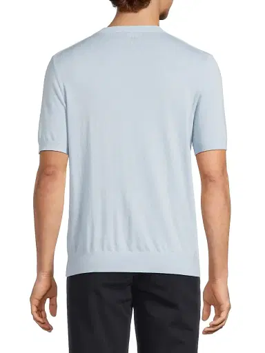 Vince Men's Featherweight Wool-Cashmere Short-Sleeve Crewneck Sweater - Playa Blue - Size Small | Thumbnail 5