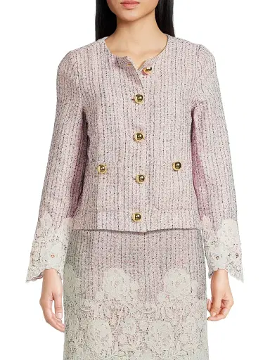 Lilly Pulitzer Women's Lavina Boucle Tweed & Lace Jacket - Pink Bliss Blushing Boucle - Size 14 | Thumbnail 3 Lilly Pulitzer Women's Lavina Boucle Tweed & Lace Jacket - Pink Bliss Blushing Boucle - Size 14 | Thumbnail 3