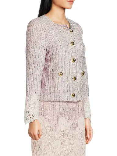Lilly Pulitzer Women's Lavina Boucle Tweed & Lace Jacket - Pink Bliss Blushing Boucle - Size 14 | Thumbnail 4 Lilly Pulitzer Women's Lavina Boucle Tweed & Lace Jacket - Pink Bliss Blushing Boucle - Size 14 | Thumbnail 4