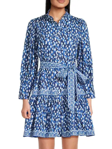 Lilly Pulitzer Women's Drena Animal-Print Cotton Mini-Shirtdress - Starlight Navy - Size 14 | Thumbnail 3