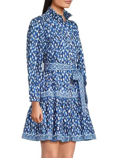 Lilly Pulitzer Women's Drena Animal-Print Cotton Mini-Shirtdress - Starlight Navy - Size 14 | Thumbnail 4