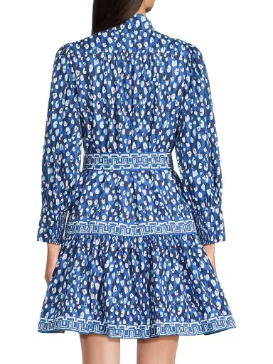 Lilly Pulitzer Women's Drena Animal-Print Cotton Mini-Shirtdress - Starlight Navy - Size 14 | Thumbnail 5