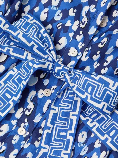 Lilly Pulitzer Women's Drena Animal-Print Cotton Mini-Shirtdress - Starlight Navy - Size 14 | Thumbnail 6