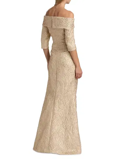 Teri Jon by Rickie Freeman Women's Metallic Brocade Mermaid Gown - Champagne - Size 2 | Thumbnail 5 Teri Jon by Rickie Freeman Women's Metallic Brocade Mermaid Gown - Champagne - Size 2 | Thumbnail 5