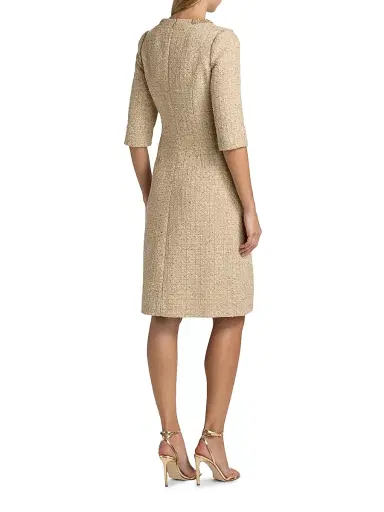 Teri Jon by Rickie Freeman Women's Embellished Metallic Bouclé Knee-Length Dress | Thumbnail 5 Teri Jon by Rickie Freeman Women's Embellished Metallic Bouclé Knee-Length Dress | Thumbnail 5