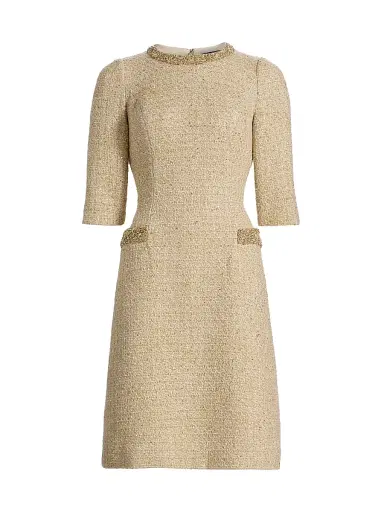 Teri Jon by Rickie Freeman Women's Embellished Metallic Bouclé Knee-Length Dress | Thumbnail 1 Teri Jon by Rickie Freeman Women's Embellished Metallic Bouclé Knee-Length Dress | Thumbnail 1