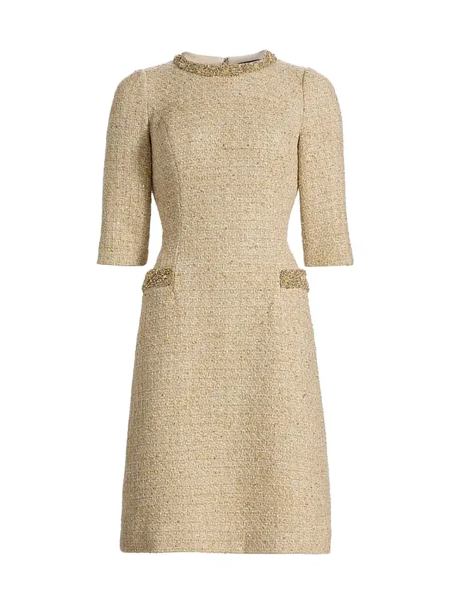 Teri Jon by Rickie Freeman Women's Embellished Metallic Bouclé Knee-Length Dress - Gold Multi