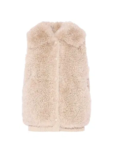 Yves Salomon Women's Shearling Button-Front Gilet - Ficelle - Size XL | Thumbnail 1