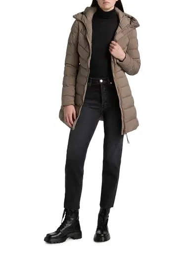 Canada Goose Women's Clair Quilted Stretch-Nylon Slim-Fit Coat - Taupe Grey Gris Taupe - Size XS | Thumbnail 2