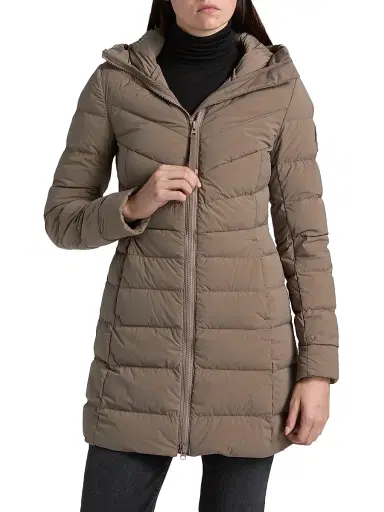 Canada Goose Women's Clair Quilted Stretch-Nylon Slim-Fit Coat - Taupe Grey Gris Taupe - Size XS | Thumbnail 3