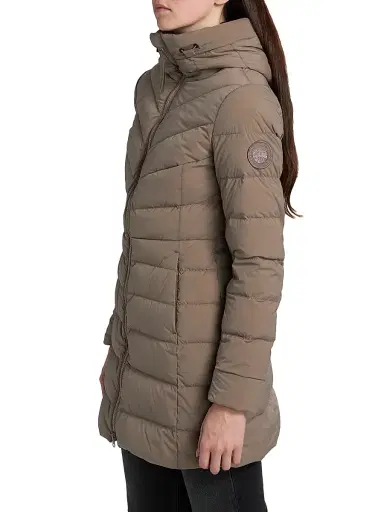 Canada Goose Women's Clair Quilted Stretch-Nylon Slim-Fit Coat - Taupe Grey Gris Taupe - Size XS | Thumbnail 4