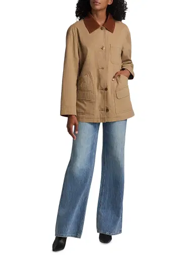 If Only Studio Women's Cotton Twill Jacket - Dark Khaki | Thumbnail 2
