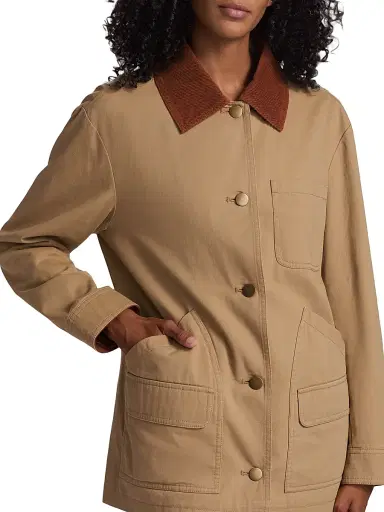 If Only Studio Women's Cotton Twill Jacket - Dark Khaki | Thumbnail 6