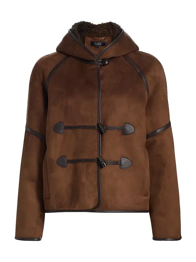 If Only Studio Women's Faux Shearling-Lined Hooded Jacket - Mocha