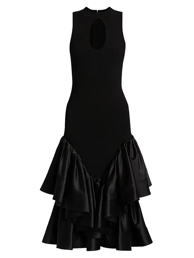 Et Ochs Women's Antoinette Cut-Out Mixed-Media Midi-Dress - Black