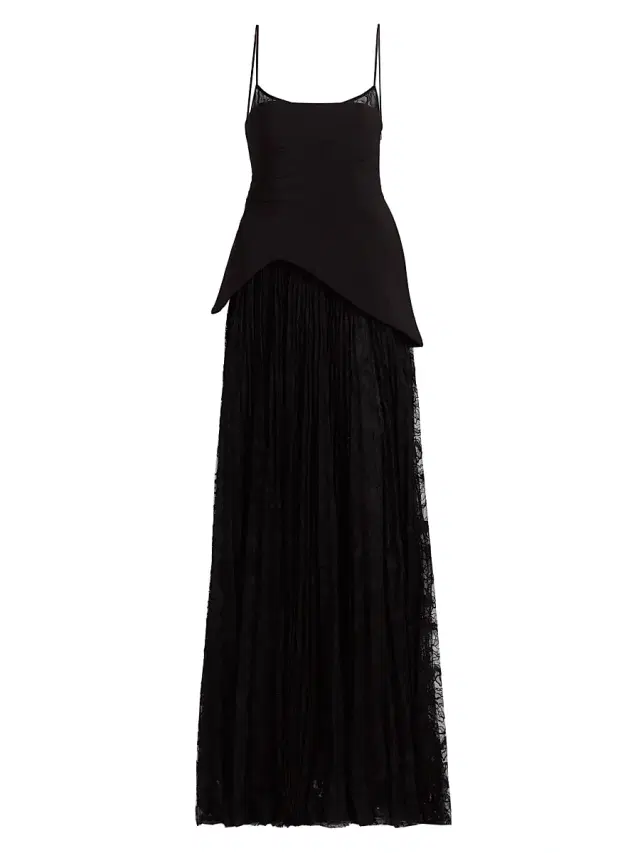 AMUR Women's Leighton Pleated Gown - Black