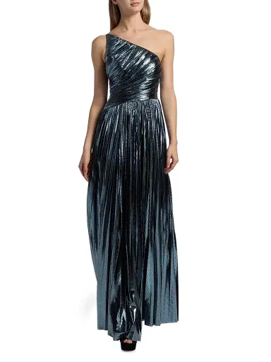 Halston Women's Terese Metallic Jersey One-Shoulder Gown - Slate - Size 14 | Thumbnail 2 Halston Women's Terese Metallic Jersey One-Shoulder Gown - Slate - Size 14 | Thumbnail 2