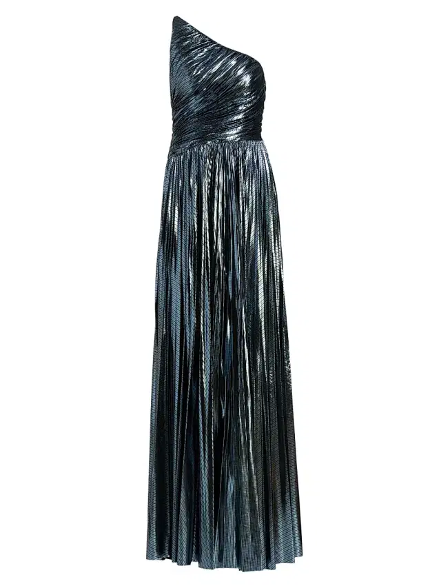Women's Terese Metallic Jersey One-Shoulder Gown - Slate
