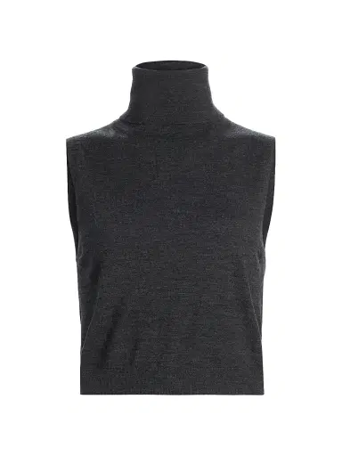Leset Women's James Merino Wool Sleeveless Turtleneck Sweater - Charcoal Grey | Thumbnail 1 Leset Women's James Merino Wool Sleeveless Turtleneck Sweater - Charcoal Grey | Thumbnail 1