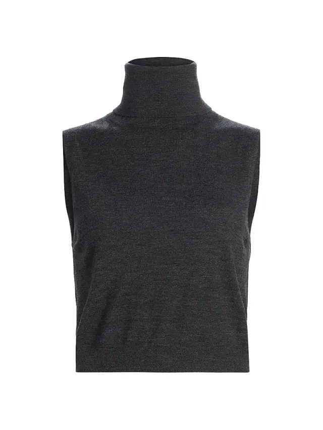 Leset Women's James Merino Wool Sleeveless Turtleneck Sweater - Charcoal Grey
