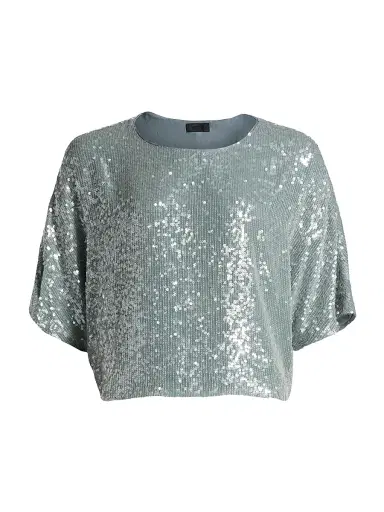 LAPOINTE Women's Re-Edition Sequin Relaxed-Fit T-Shirt - Steel Blue | Thumbnail 1