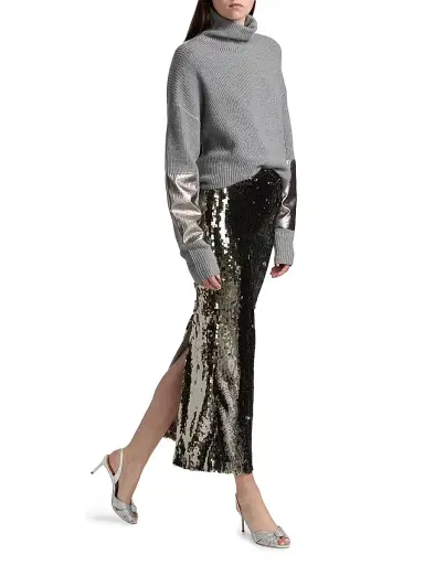 Lapointe Women's Re-Edition Sequined Stretch Pencil Midi-Skirt - Silver - Size 12 | Thumbnail 2 Lapointe Women's Re-Edition Sequined Stretch Pencil Midi-Skirt - Silver - Size 12 | Thumbnail 2