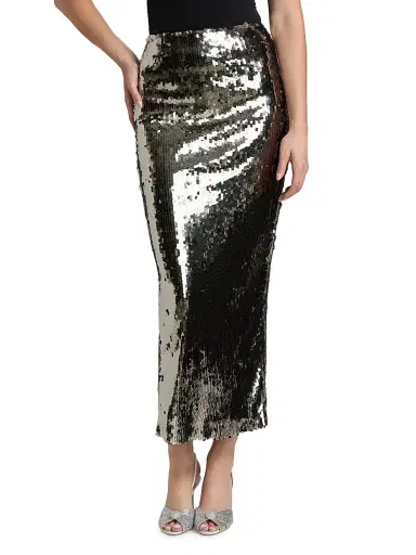 Lapointe Women's Re-Edition Sequined Stretch Pencil Midi-Skirt - Silver - Size 12 | Thumbnail 3 Lapointe Women's Re-Edition Sequined Stretch Pencil Midi-Skirt - Silver - Size 12 | Thumbnail 3