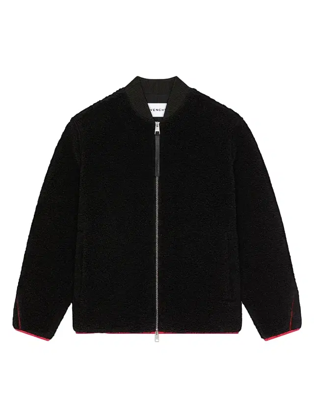 Men's Couture Seam Fleece Jacket Embroidered Paris - Black