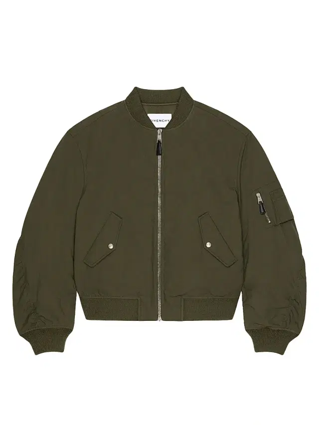 Men's Couture Seam Bomber Jacket in Cotton with Stamp Print - Khaki