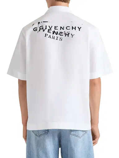 Givenchy Men's Shirt in Poplin with Stamp Print - White - Size 16 | Thumbnail 2 Givenchy Men's Shirt in Poplin with Stamp Print - White - Size 16 | Thumbnail 2