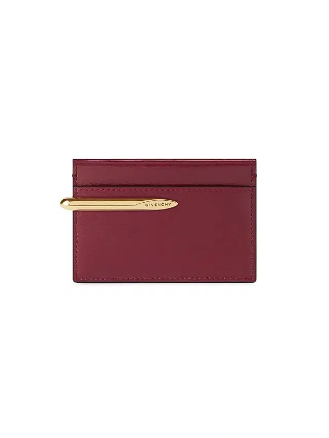 Women's Pinch Card Holder in Leather - Burgundy