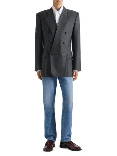 Givenchy Men's Double-Breasted Jacket in Flannel - Grey Mix | Thumbnail 2 Givenchy Men's Double-Breasted Jacket in Flannel - Grey Mix | Thumbnail 2