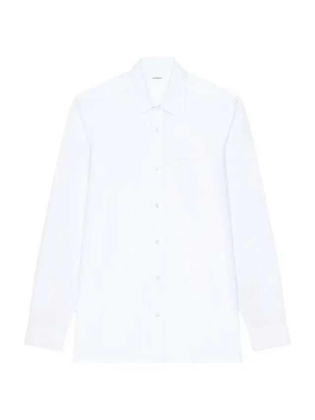 Men's Slim Fit Shirt in Poplin with Paris Jacquard - White