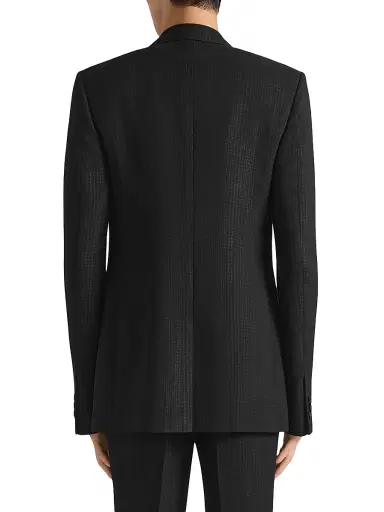 Givenchy Men's Single-Breasted Fitted Checked Jacket in Wool - Black Grey | Thumbnail 3