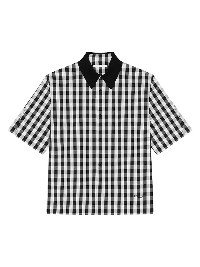 Men's Couture Seam Gingham Shirt in Cotton - Black White Men's Couture Seam Gingham Shirt in Cotton - Black White