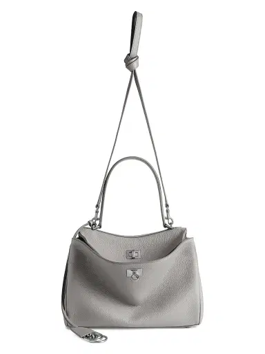 Balenciaga Women's Rodeo Small Grained Calfskin Top Handle Bag - Grey | Thumbnail 5