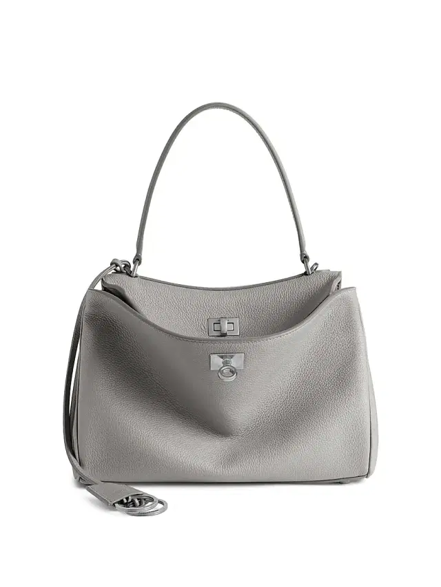 Balenciaga Women's Rodeo  Grained Calfskin Top Handle Bag - Grey