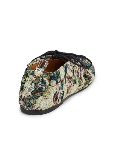 Ganni Women's Tapestry Lace-Up Ballet Flats - Jadeite - Size 11 | Thumbnail 3