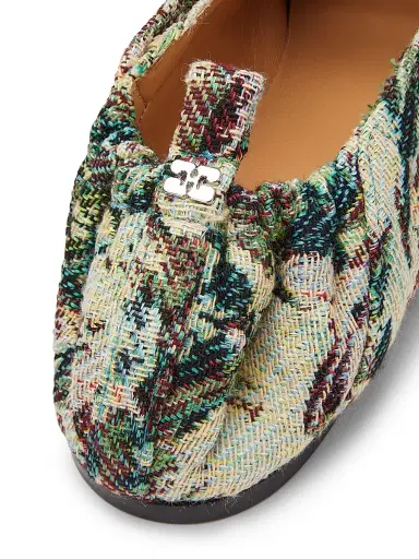 Ganni Women's Tapestry Lace-Up Ballet Flats - Jadeite - Size 11 | Thumbnail 5