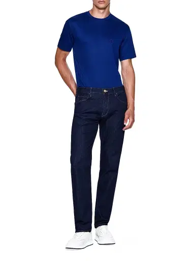 Giorgio Armani Men's Five-Pocket Slim Straight-Leg Jeans - Blue Denim - Size 34 | Thumbnail 2