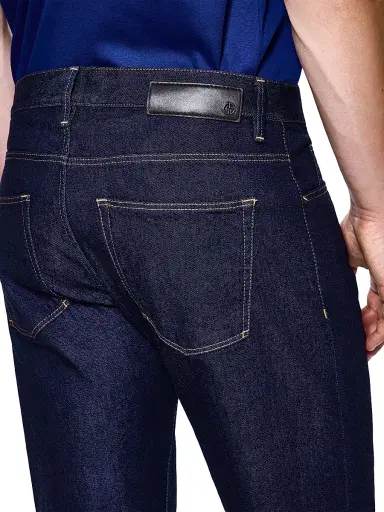 Giorgio Armani Men's Five-Pocket Slim Straight-Leg Jeans - Blue Denim - Size 34 | Thumbnail 5
