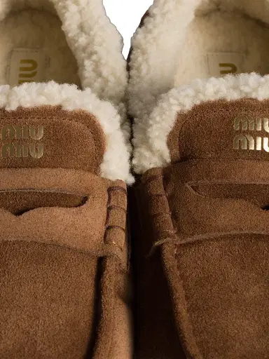 Miu Miu Women's Ruches Suede Loafers - Brown - Size 11 | Thumbnail 2