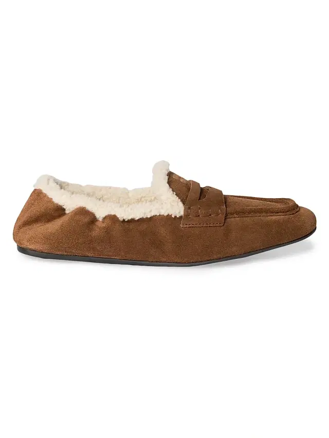 Women's Ruches Suede Loafers - Brown