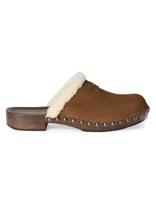 Miu Miu Women's Suede Clogs - Brown